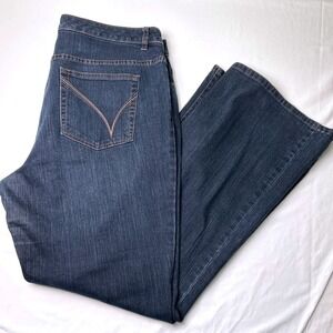 Lane Bryant Venezia Women Mid Rise Stretch Flare Jeans Dark Indigo Blue Size 22